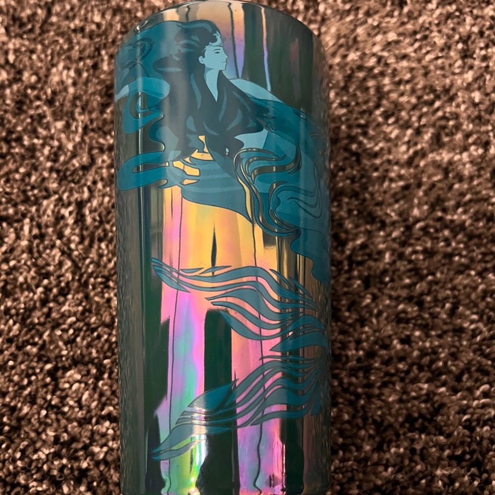 Starbucks Holographic Chrome Teal Purple Mermaid Ceramic Cup Spring 2023 NWT